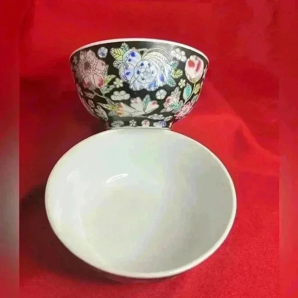 2-porcelain black Famille Noir small bowls - Picture 4 of 5